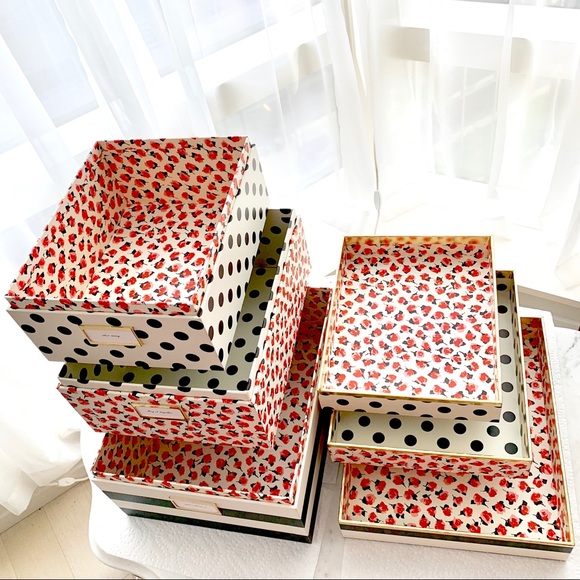 Kate Spade Floral Polka Dot Nesting Boxes Set of 3 - Picture 8 of 8